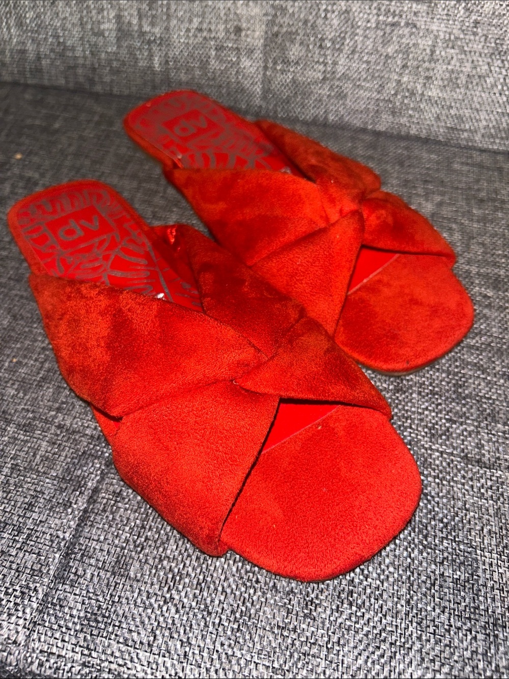 NEW - DV by Dolce Vita Women's Red Crisscross Slide Mules